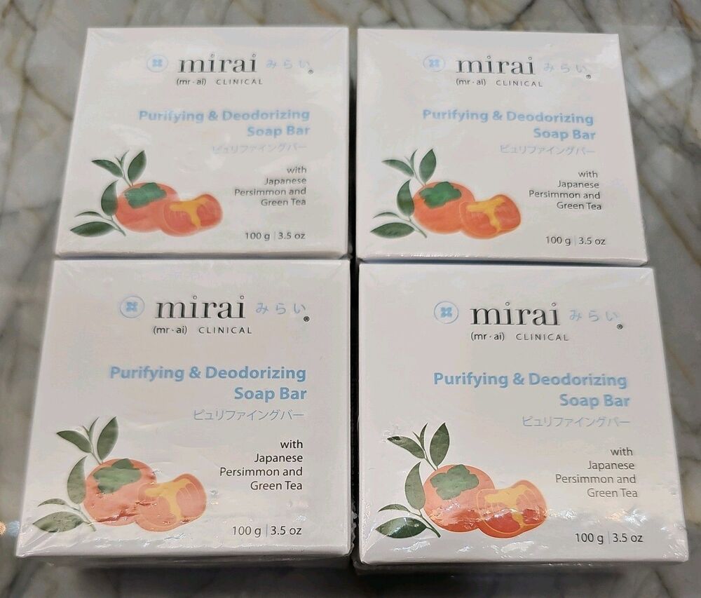 Qty4 Mirai Clinical Persimmon Soap Bar (100g) Body Purifying Deodorizing Nonenal